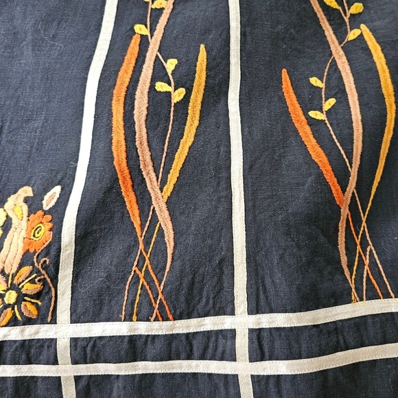 Vtg 70s Josefa Ibarra Black Floral Embroidered Midi S Dress Designer A-Line Boho - Picture 12 of 16